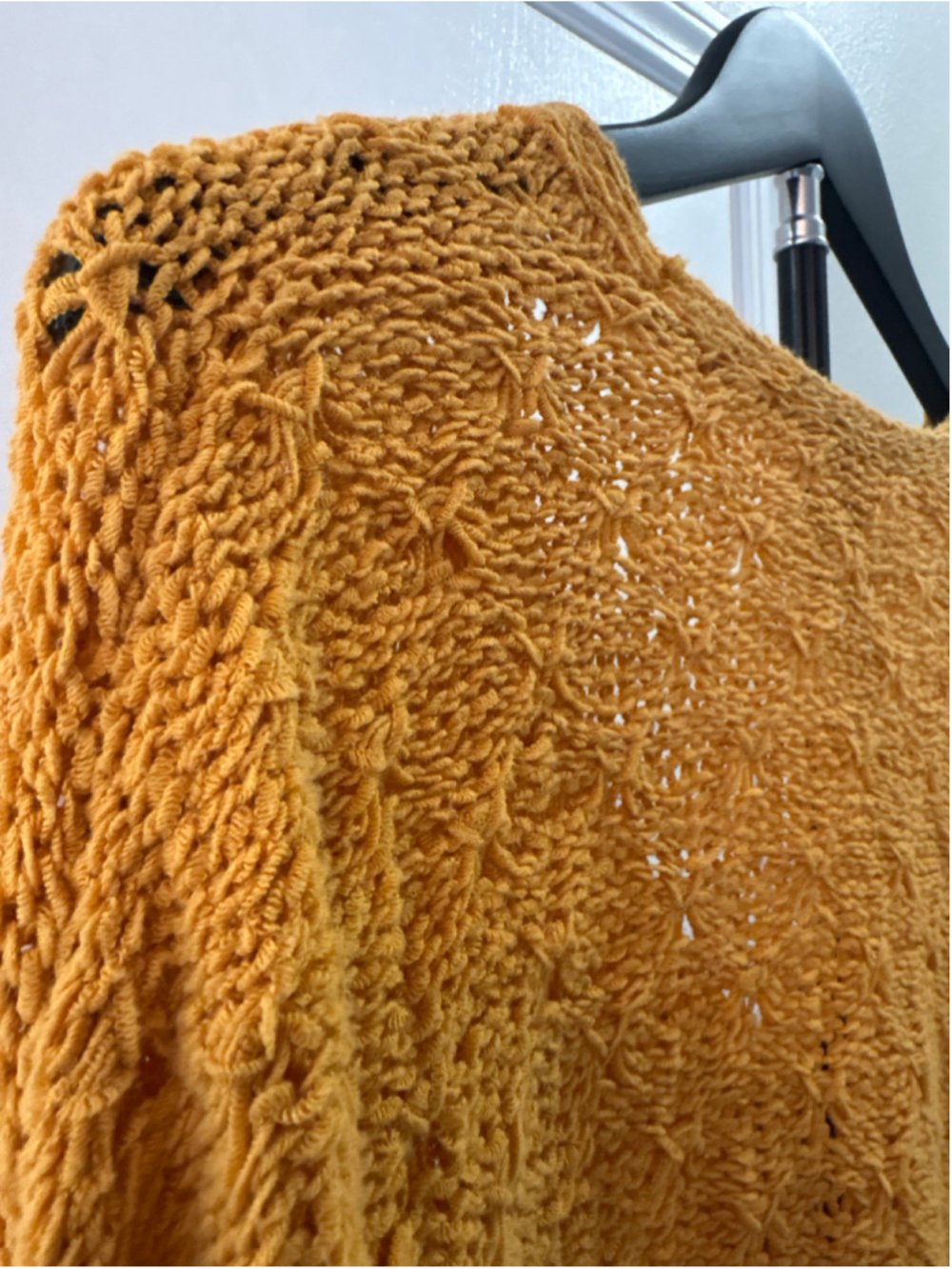 American Eagle Pointelle Knit 3-Button Cardigan Marigold Slouchy Size Small - Picture 7 of 12